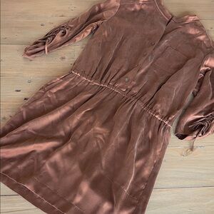 Ann Taylor Warm Brown Silk Dress